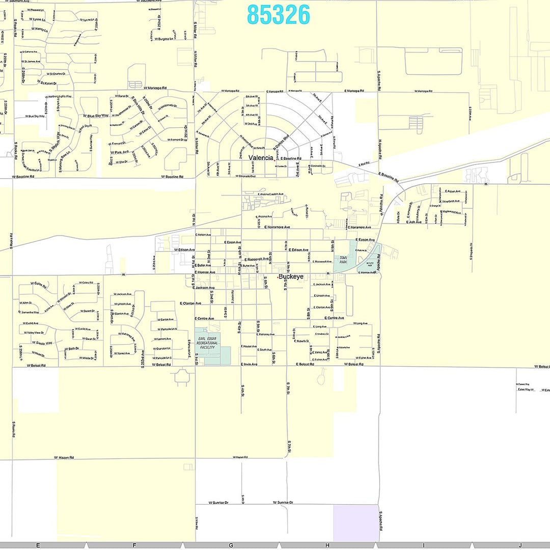 Premium Style Wall Map of Buckeye, AZ