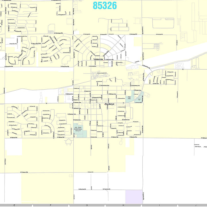 Premium Style Wall Map of Buckeye, AZ