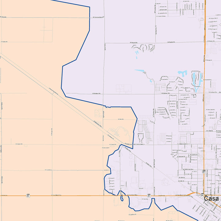 Color Cast Zip Code Style Wall Map of Casa Grande, AZ