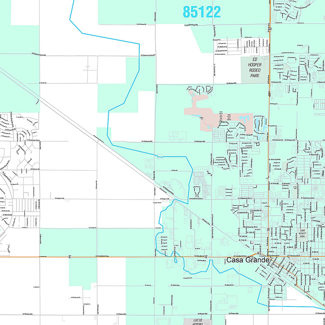 Premium Style Wall Map of Casa Grande, AZ