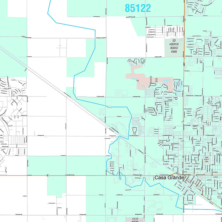 Premium Style Wall Map of Casa Grande, AZ