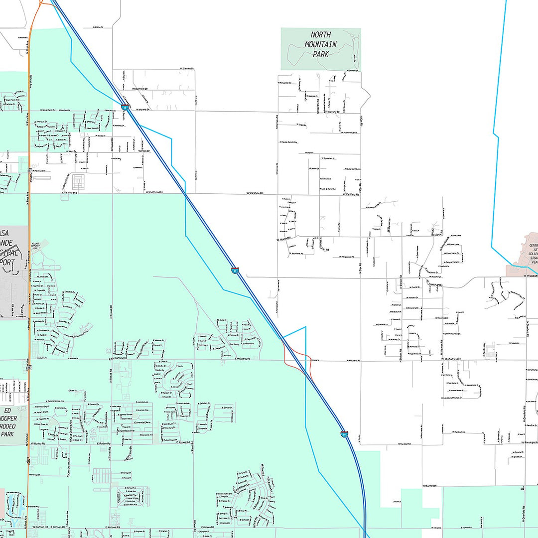 Premium Style Wall Map of Casa Grande, AZ