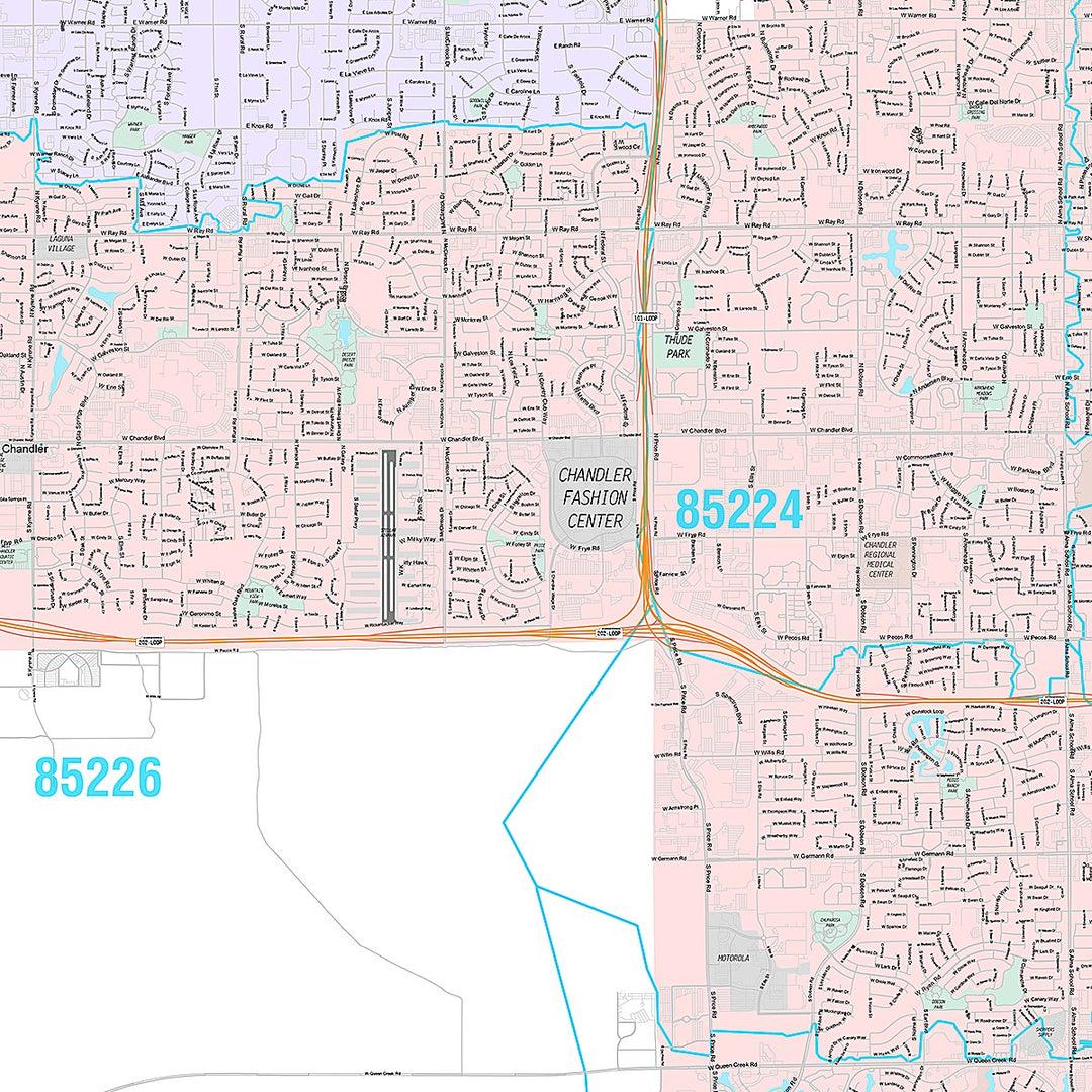 Premium Style Wall Map of Chandler AZ