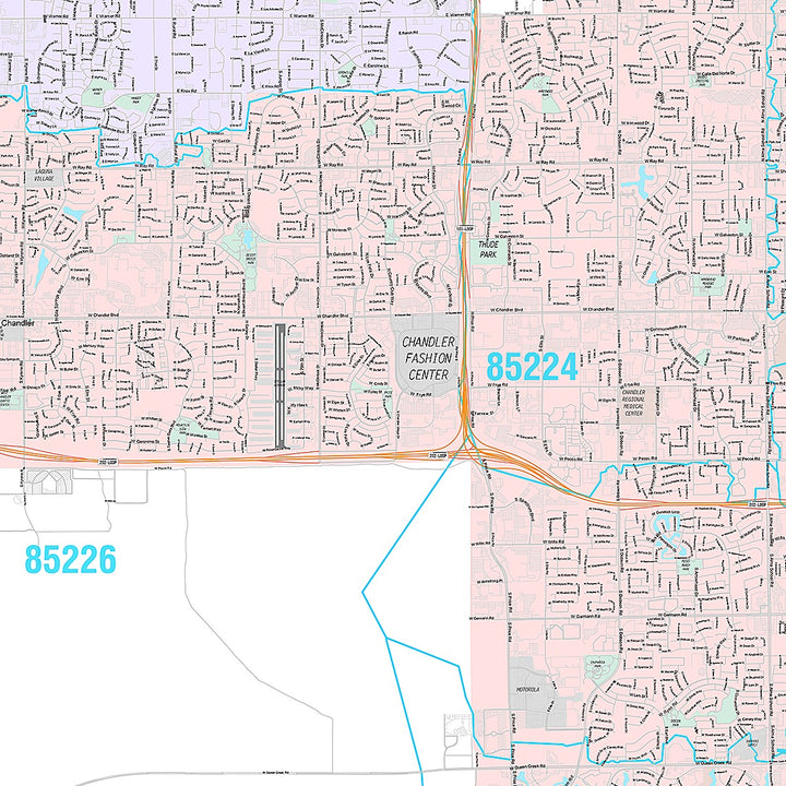 Premium Style Wall Map of Chandler AZ