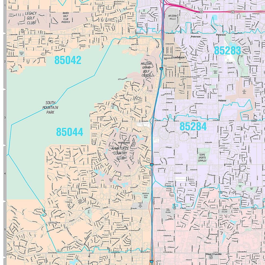 Premium Style Wall Map of Chandler AZ