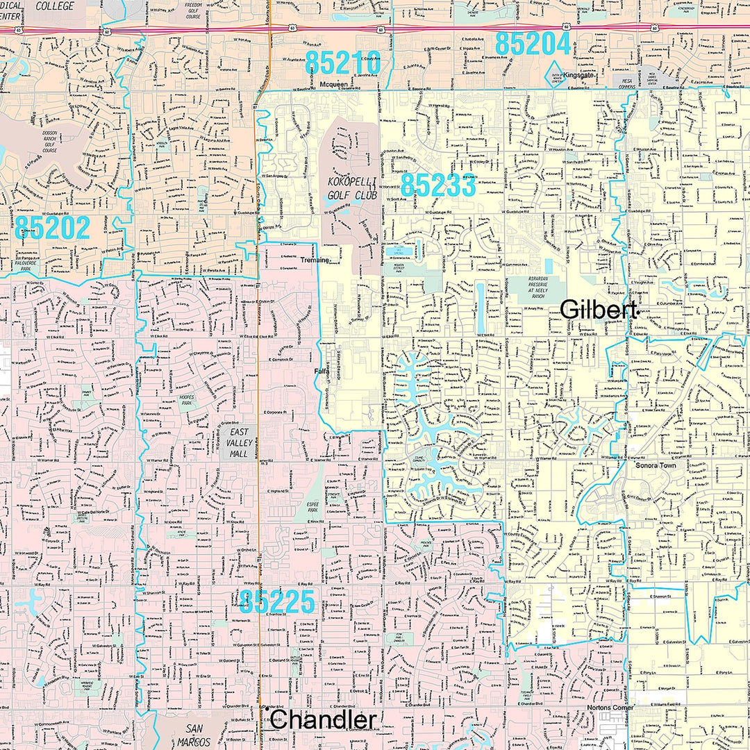 Premium Style Wall Map of Chandler AZ