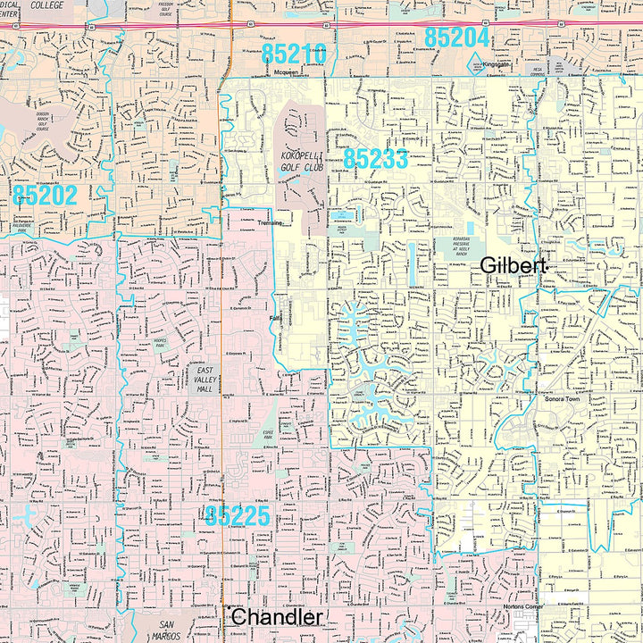 Premium Style Wall Map of Chandler AZ