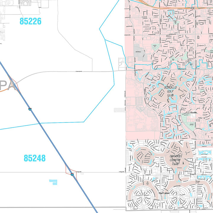 Premium Style Wall Map of Chandler AZ
