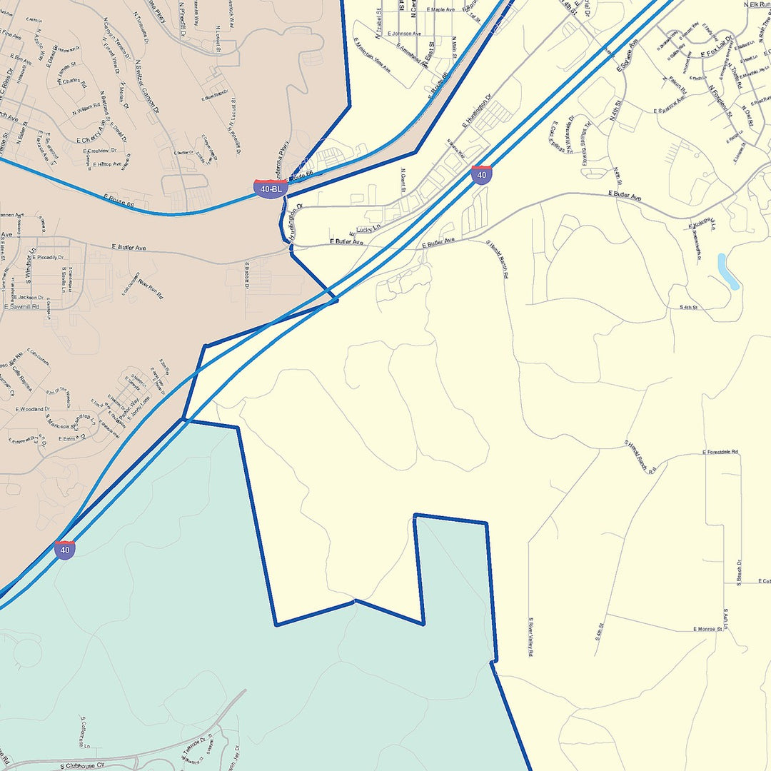 Color Cast Zip Code Style Wall Map of Flagstaff, AZ