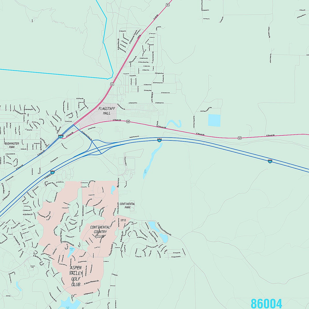 Premium Style Wall Map of Flagstaff, AZ