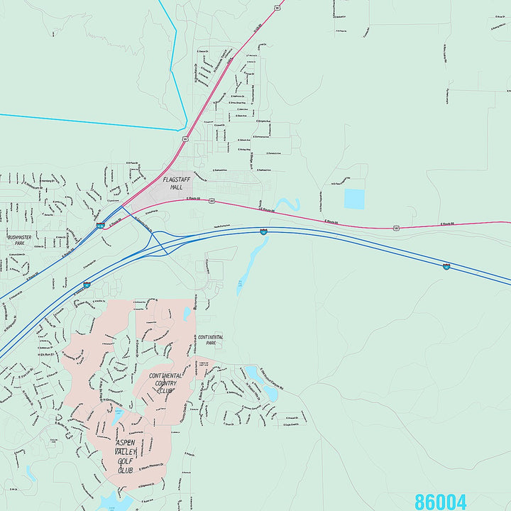 Premium Style Wall Map of Flagstaff, AZ