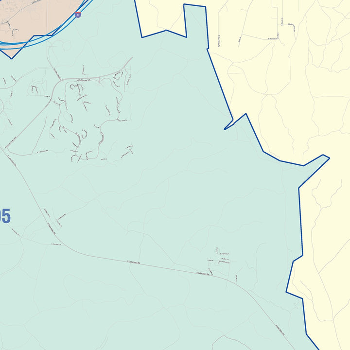 Color Cast Zip Code Style Wall Map of Flagstaff, AZ