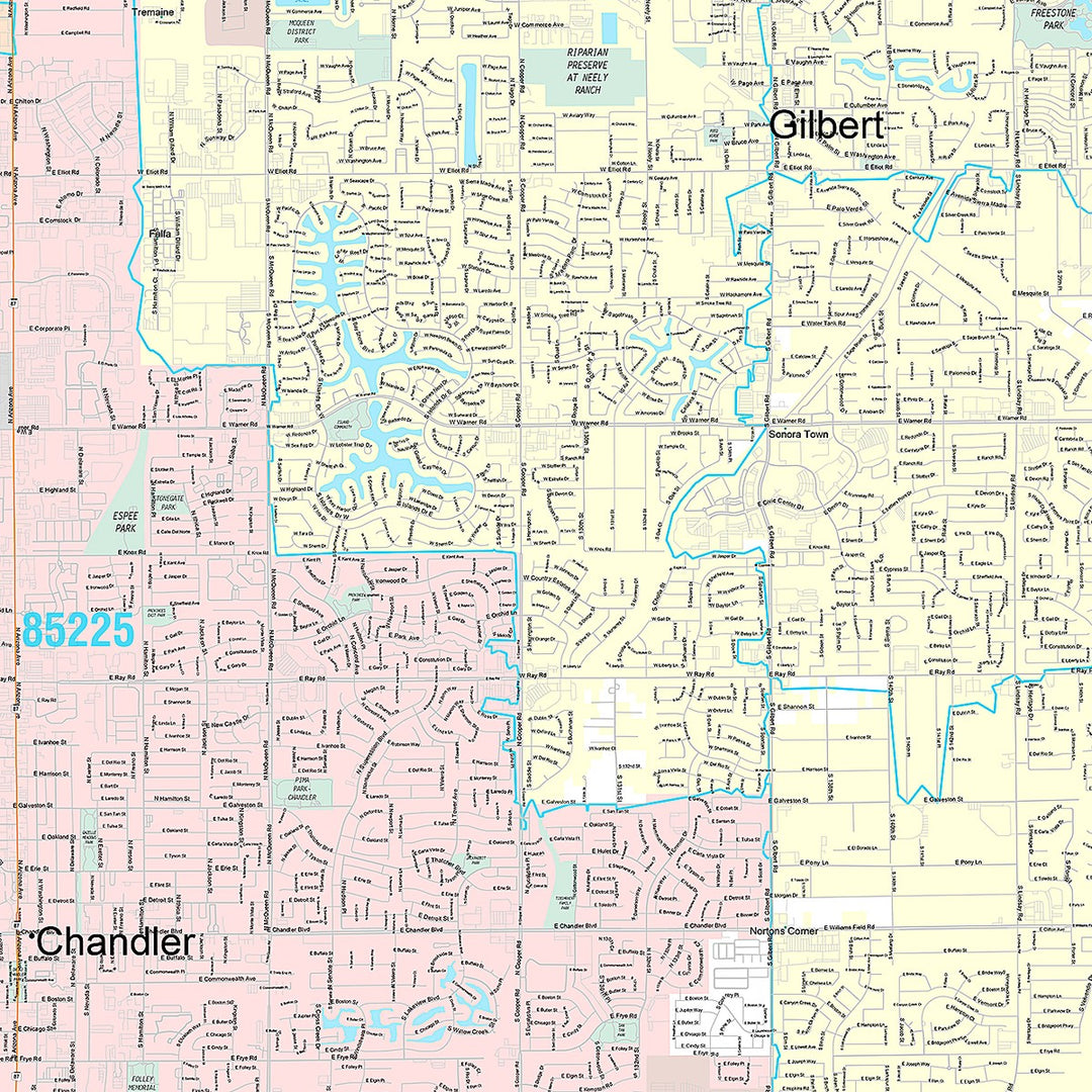 Premium Style Wall Map of Gilbert AZ