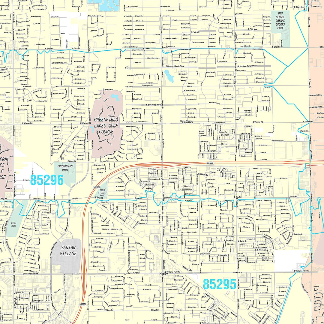 Premium Style Wall Map of Gilbert AZ