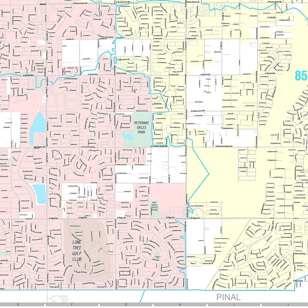 Premium Style Wall Map of Gilbert AZ