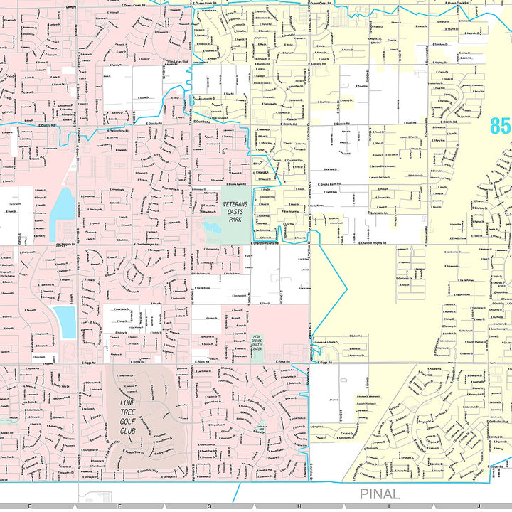 Premium Style Wall Map of Gilbert AZ