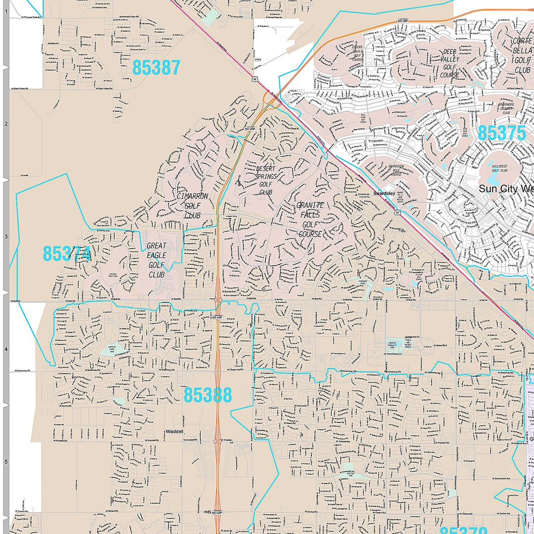 Premium Style Wall Map of Glendale AZ