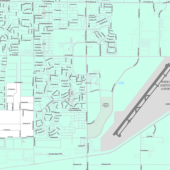 Premium Style Wall Map of Goodyear, AZ
