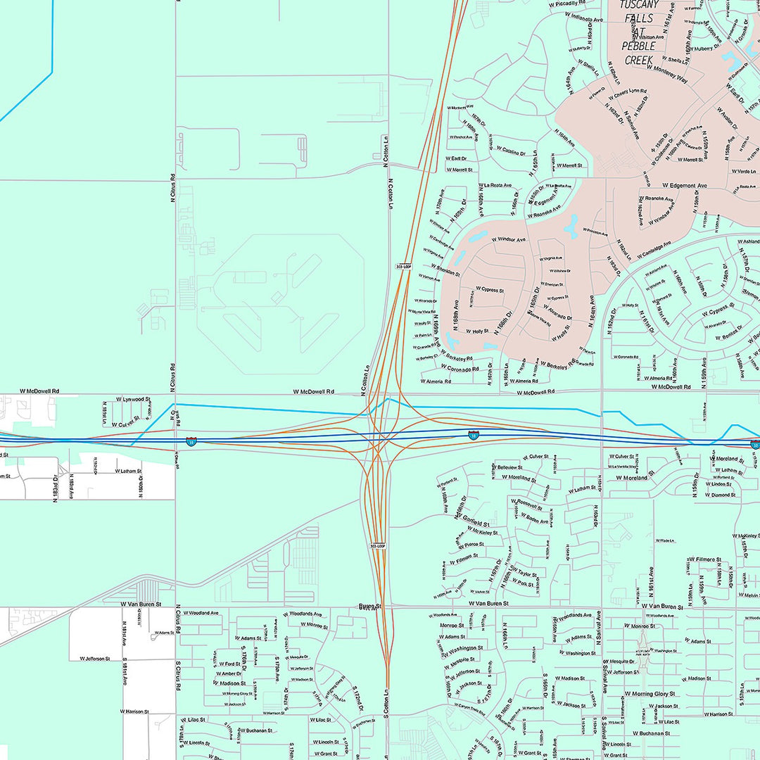 Premium Style Wall Map of Goodyear, AZ