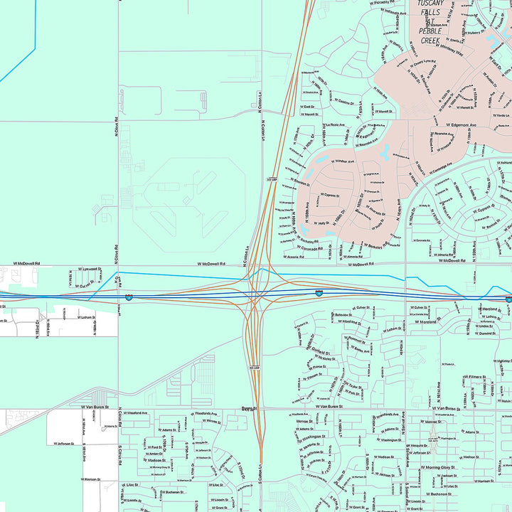 Premium Style Wall Map of Goodyear, AZ