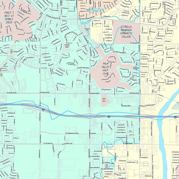 Premium Style Wall Map of Goodyear, AZ