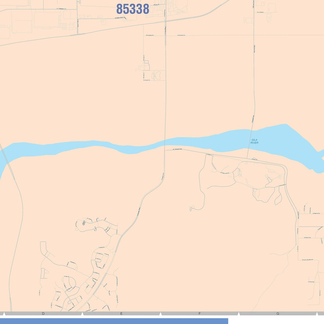 Color Cast Zip Code Style Wall Map of Goodyear, AZ