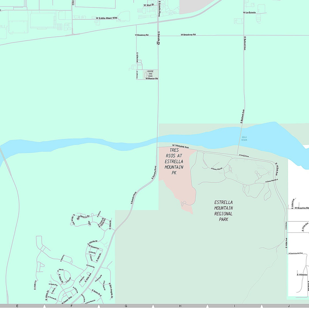 Premium Style Wall Map of Goodyear, AZ