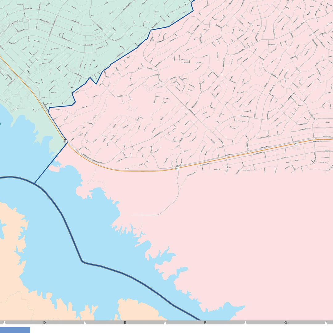 Color Cast Zip Code Style Wall Map of Lake Havasu City, AZ