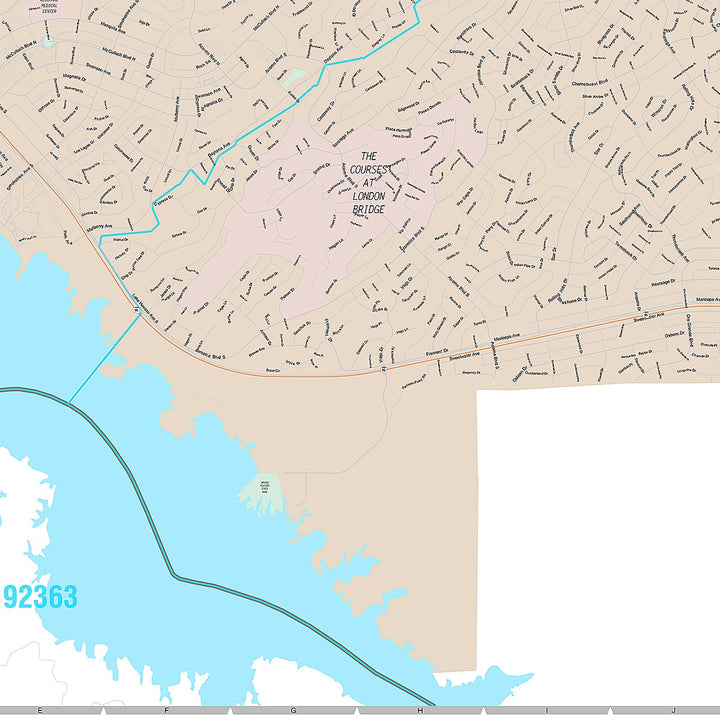 Premium Style Wall Map of Lake Havasu City, AZ