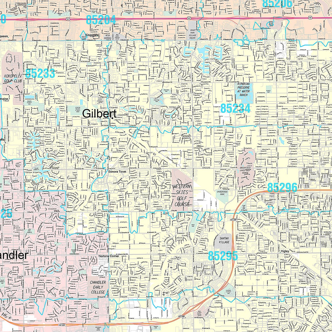 Premium Style Wall Map of Mesa AZ