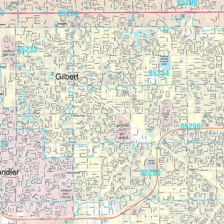 Premium Style Wall Map of Mesa AZ