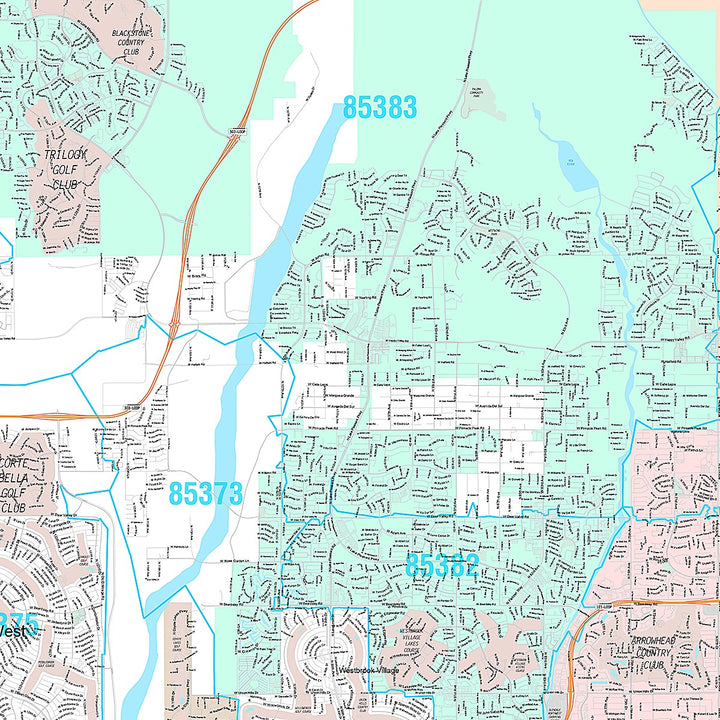 Premium Style Wall Map of Peoria AZ