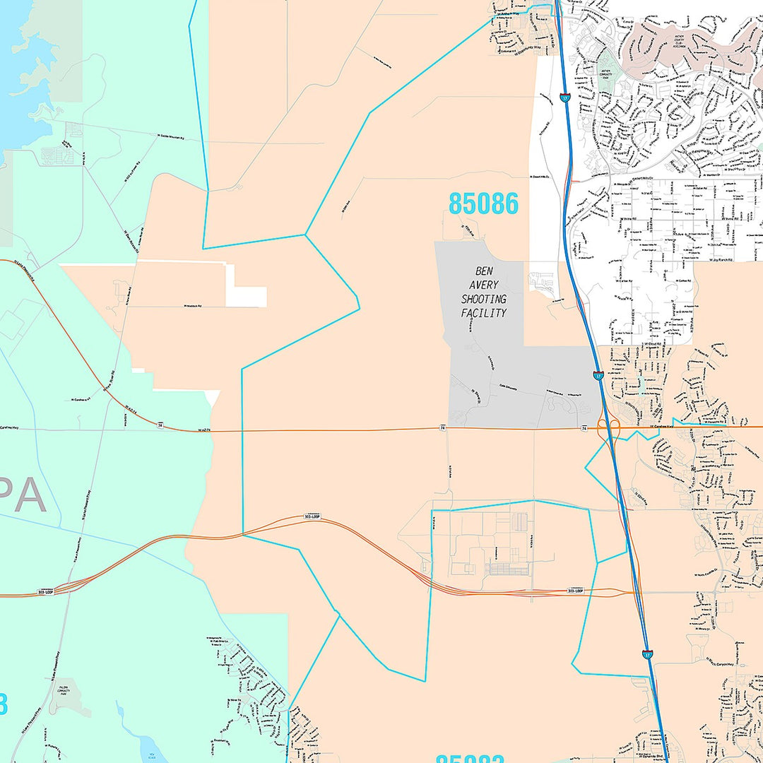 Premium Style Wall Map of Peoria AZ