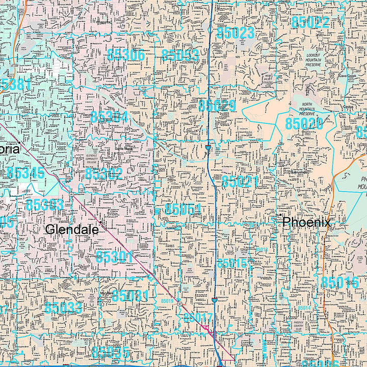 Premium Style Wall Map of Phoenix AZ