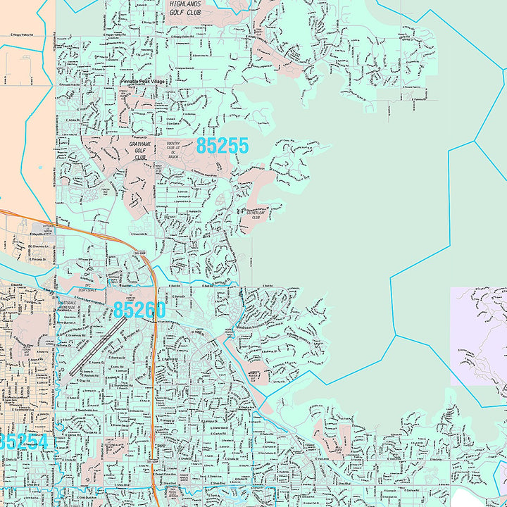 Premium Style Wall Map of Scottsdale AZ
