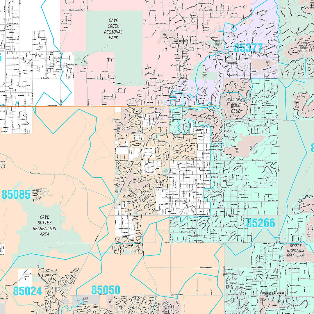 Premium Style Wall Map of Scottsdale AZ