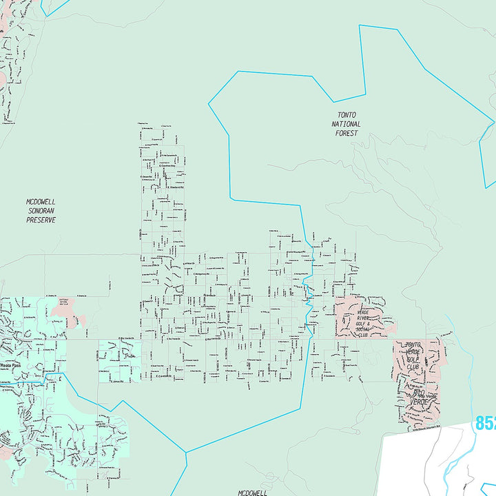 Premium Style Wall Map of Scottsdale AZ