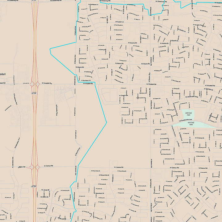 Premium Style Wall Map of Surprise, AZ