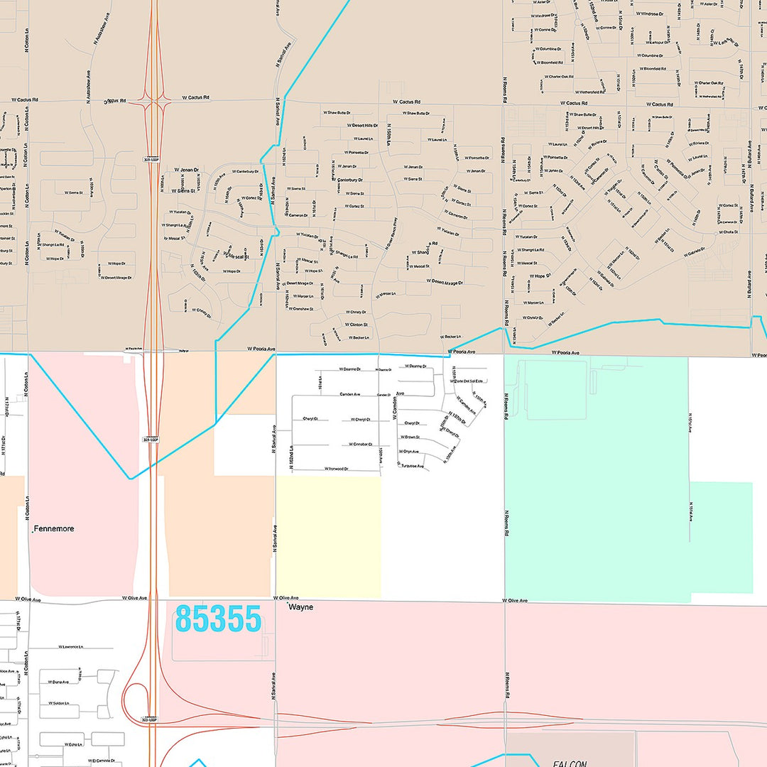 Premium Style Wall Map of Surprise, AZ