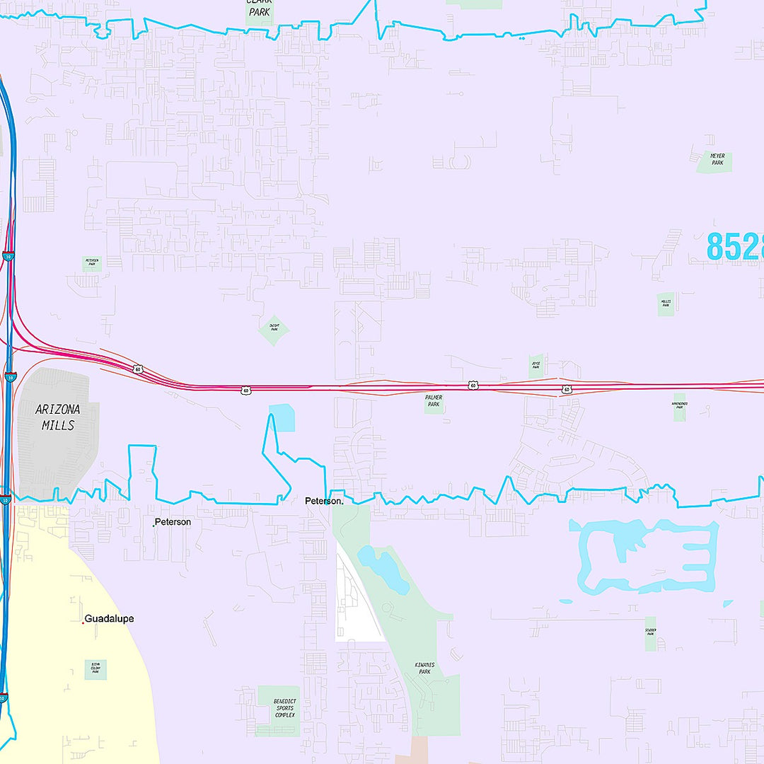 Premium Style Wall Map of Tempe AZ