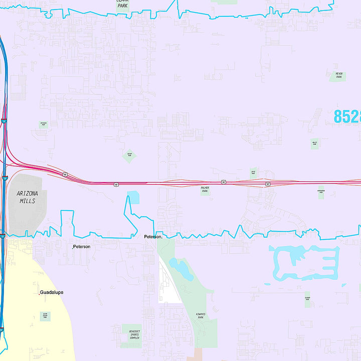 Premium Style Wall Map of Tempe AZ