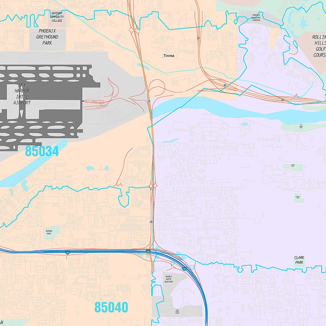 Premium Style Wall Map of Tempe AZ