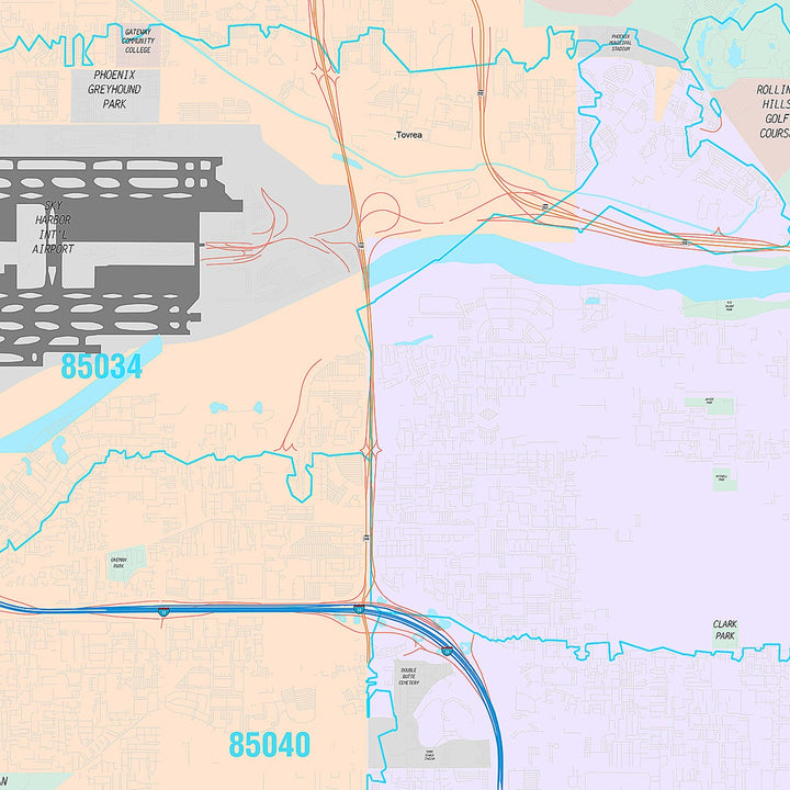 Premium Style Wall Map of Tempe AZ