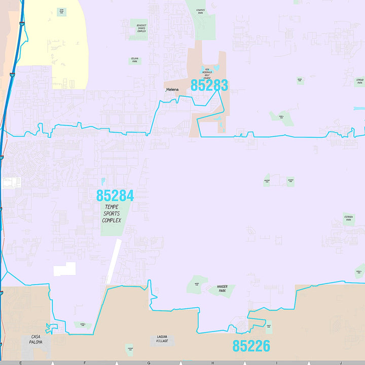 Premium Style Wall Map of Tempe AZ