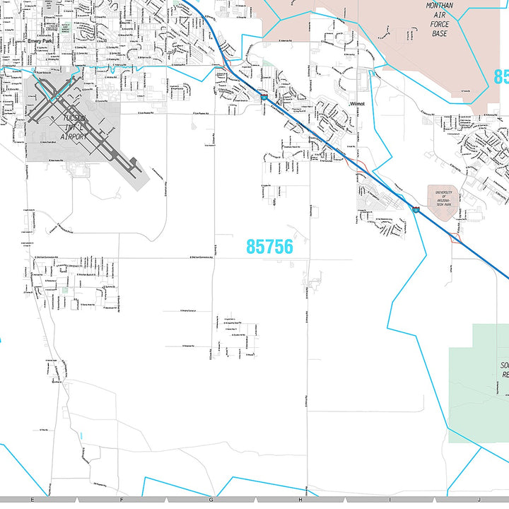 Premium Style Wall Map of Tucson AZ