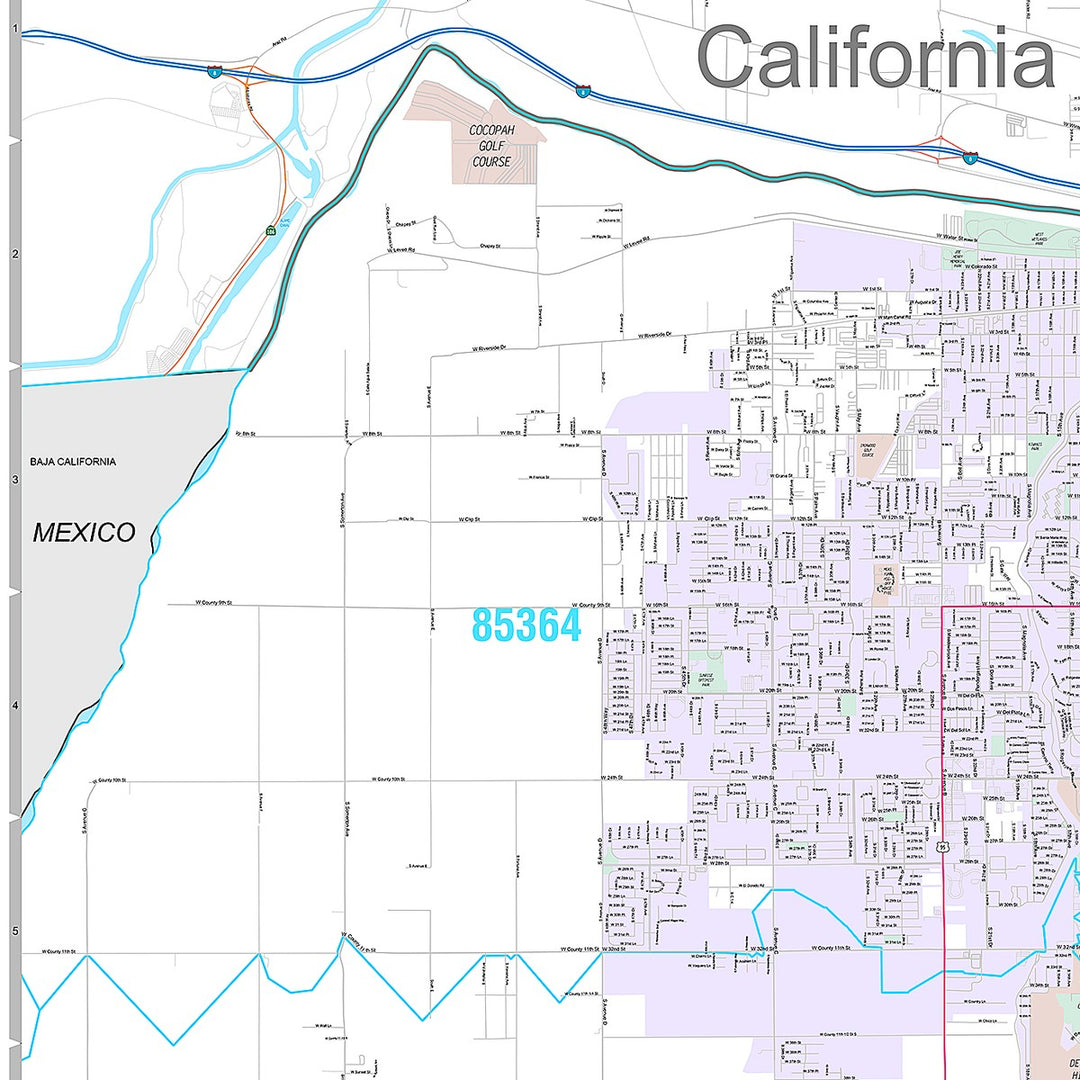Premium Style Wall Map of Yuma, AZ