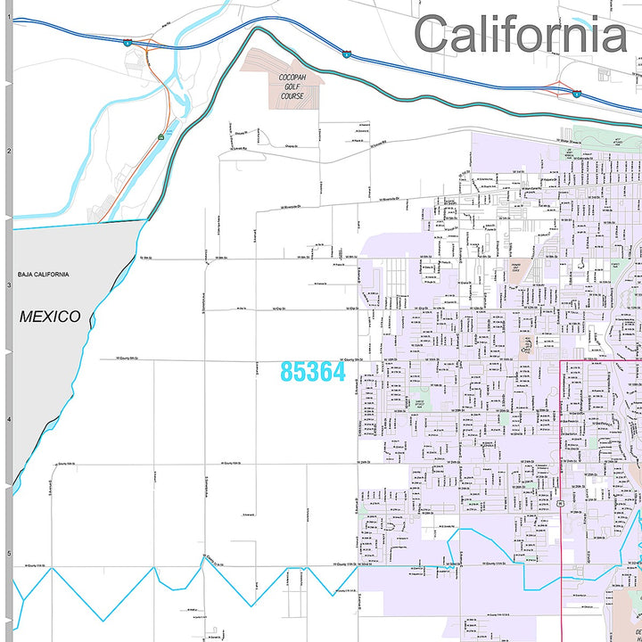 Premium Style Wall Map of Yuma, AZ
