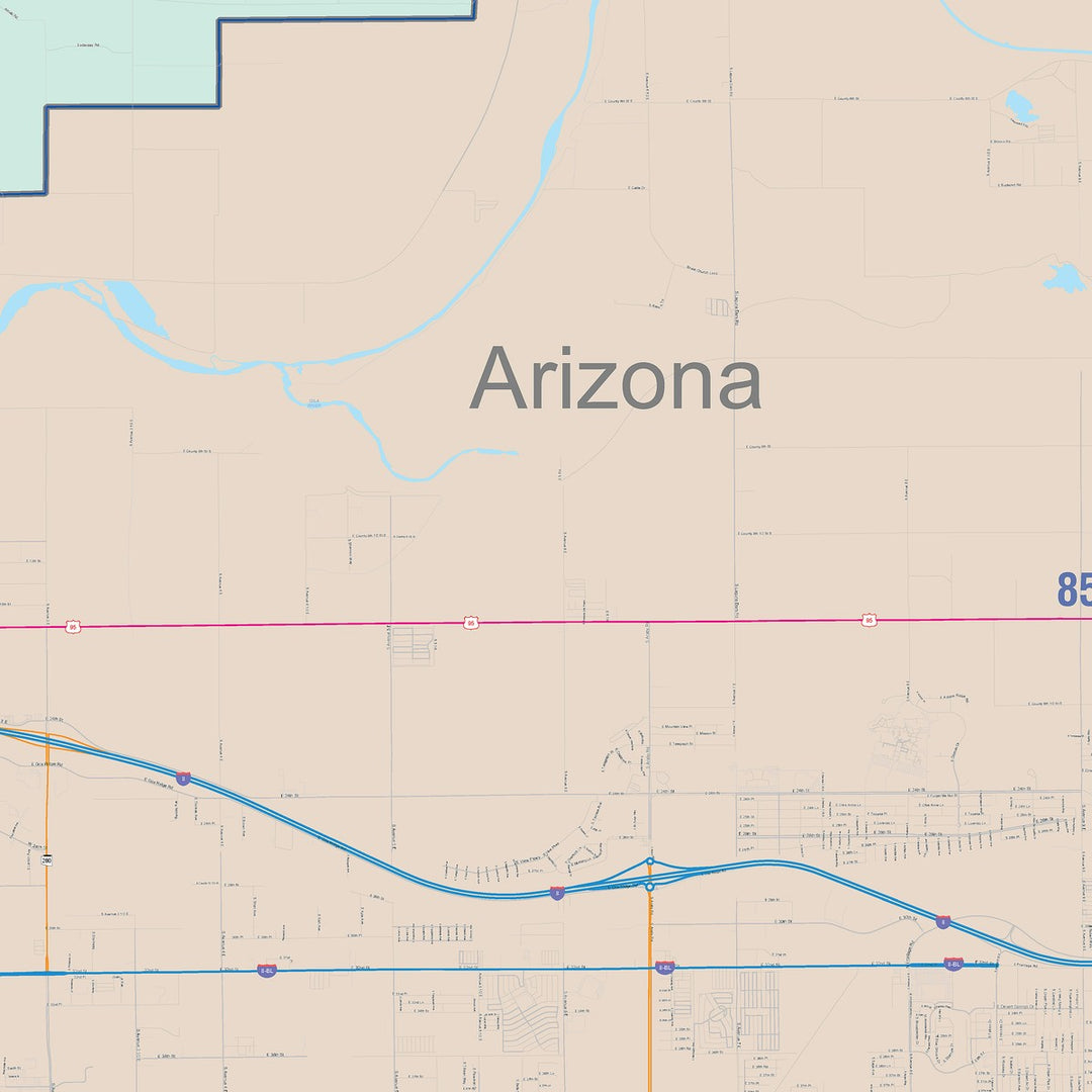 Color Cast Zip Code Style Wall Map of Yuma, AZ