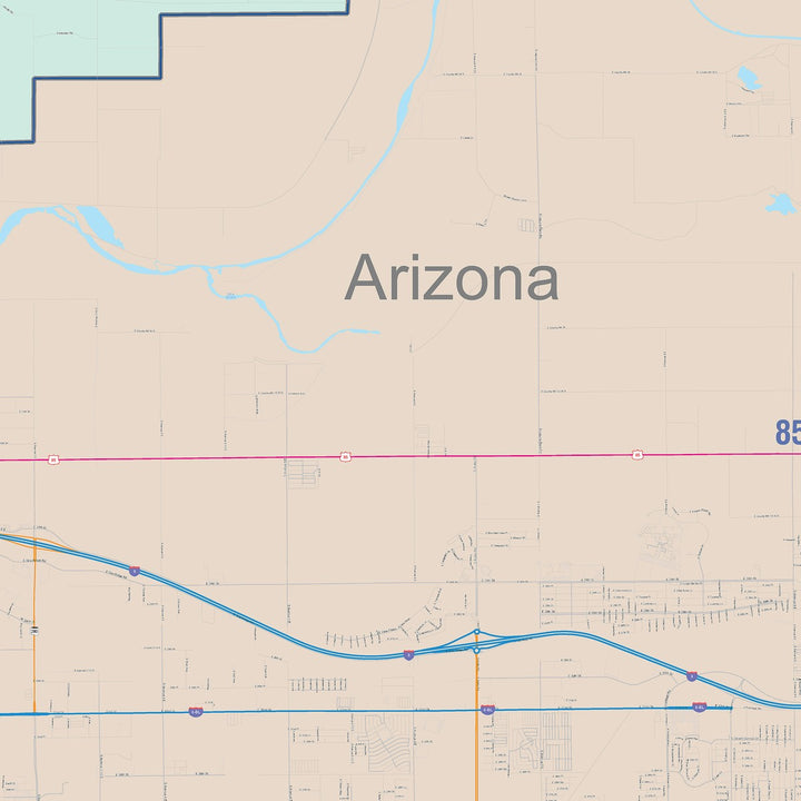 Color Cast Zip Code Style Wall Map of Yuma, AZ