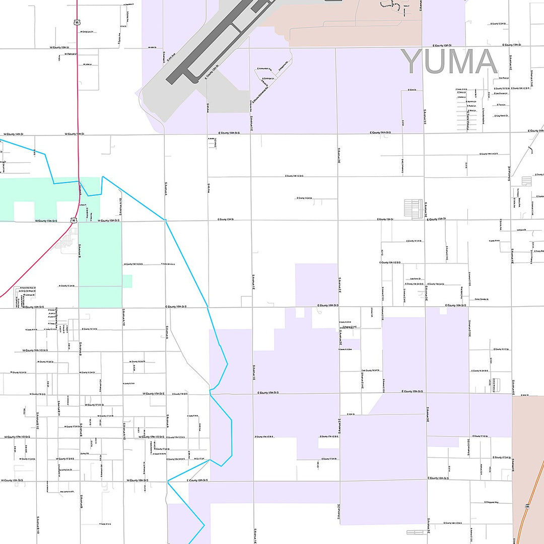 Premium Style Wall Map of Yuma, AZ